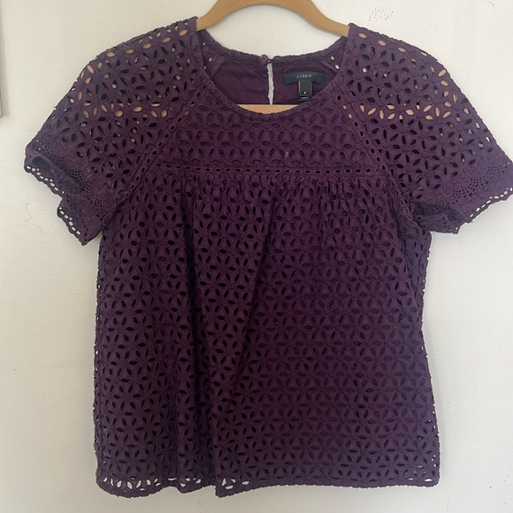 J Crew Plum Eyelet Shirt - Size 6 - Picture 1 of 8